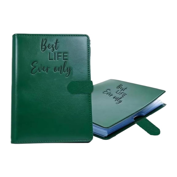 Blarkrus A5 Journal Closure Bound, Refillable Binder with Button, for Church Ministry Tract Holder Setup and Daily Use, Green