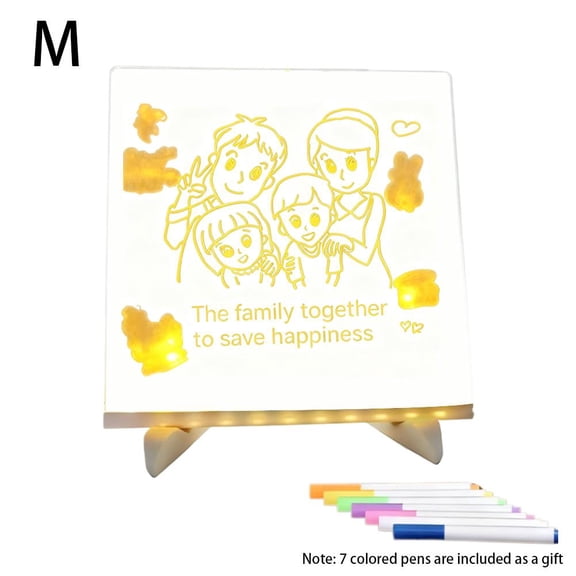 Blarkrus Acrylic Illuminated Writing Board, 7.87x7.87 Inch with Adjustable Stand, USB-Powered Glow for Notes, Ideal for Office Desk and Home Messages