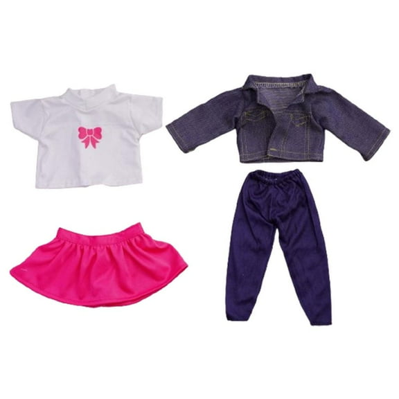 Blarkrus BOWTONG 4pcs Jeans Dress Skirt Suit Clothes For 18inch Generation Doll For Our Outfits