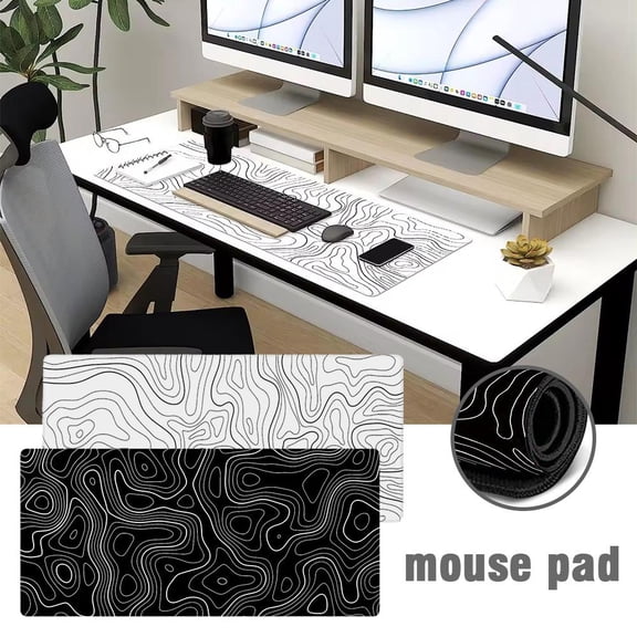Blarkrus Black Fluid 24300*800*2mm Abstract Corrugated Mouse Pad Large Thermal Transfer Desk Pad Abstract Fluid