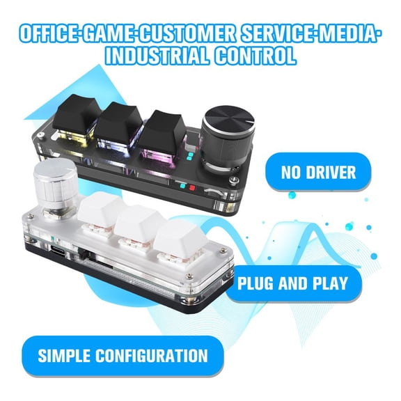 Blarkrus Black Red Axis Three-Mode 3-Button 1-Knob 2.4g Wireless, Bluetooth Wired 3-Mode Custom Keyboard