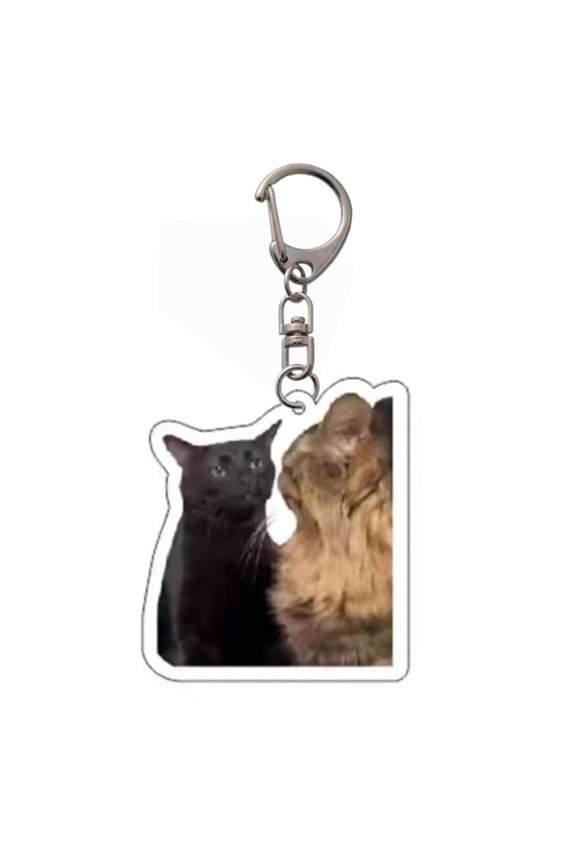 Cat Face Keychain 1 Piece, Funny Meme Expression Design, for Backpack Pendant Decoration Setup and Daily Use, Multicolor