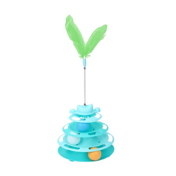 Blarkrus Cat Toy Track, Interactive Self-Play Toy with Cat Wand Design, for Cat Entertainment and Exercise, Green