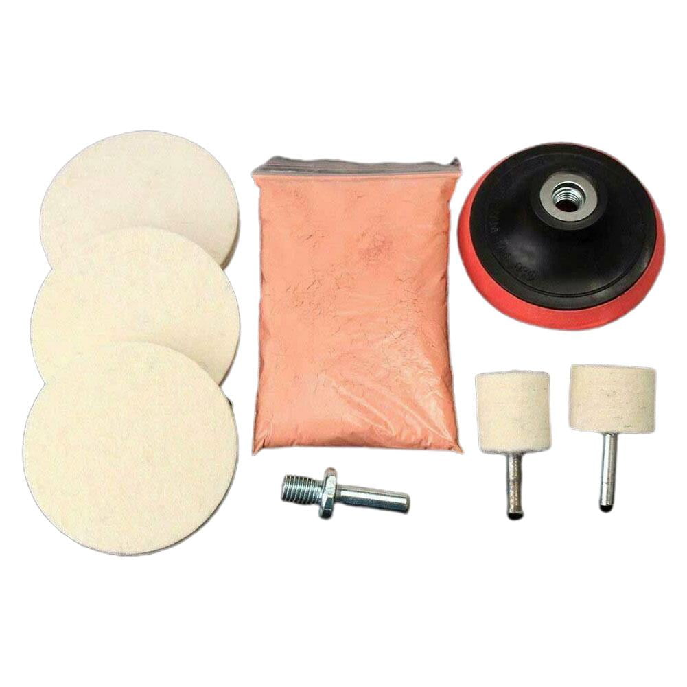 Blarkrus Cerium Oxide Glass Polishing Kit,8 Pcs/Set Glass Polishing Kit Multifunctional Deep Scratch Remover Car Polish Pad,Felt Polishing Wheel Set for Windscreen and Glass Repair