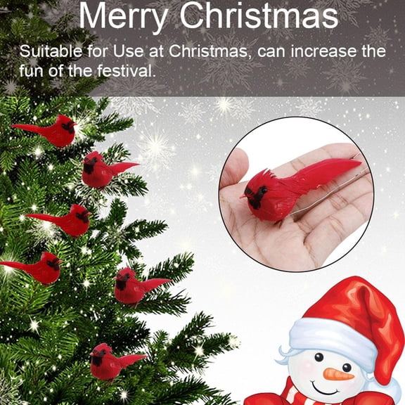 Blarkrus Christmas Mini Cardl Clip on Tr Ornaments,Mini Red Fake Birds Dections,Small Birds Clip on Christmas Tr Ornaments,for Xmas Wedding Winter Theme Decor Wreath Ornaments