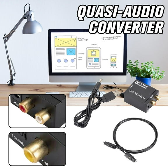 Blarkrus Digital To Analog Audio Converter With 3.5mm Amplifier Ic Optical Fiber Coaxial To Analog Audio Decoder