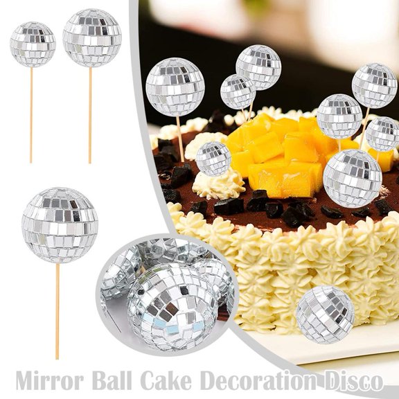 Blarkrus Disco Ball Cake Toppers 70's Disco Cake Centerpiece Decor Disco Ball Pis for Birthday Disco Theme 70s Party plies