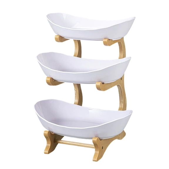 Blarkrus Fruit Basket 3-Tier Plastic, Stackable Storage for Snacks and Fruits, for Kitchen Counter or Living Room Table, White