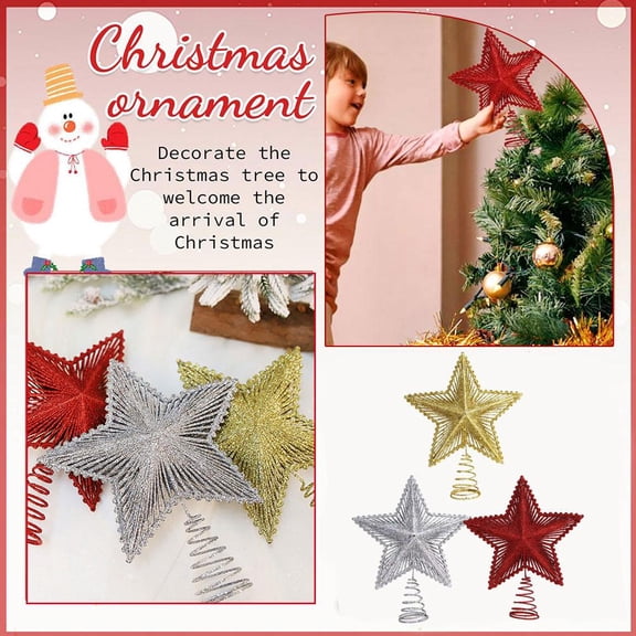 Blarkrus Glitter Christmas Tr Topper Iron Star Christmas Home Xmas Tr Ornaments