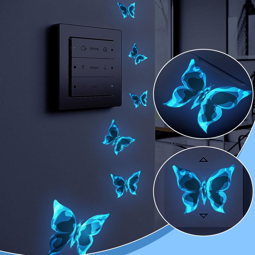 Blarkrus Glow Butterfly Wall Decals,e Luminous Butterfly Glow DIY Decor ...
