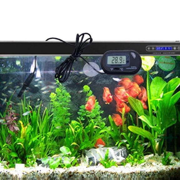 Blarkrus LCD Water Thermometer with Suction Cup, Switchable °F/°C Display & Wide Temperature Range, Monitors Aquarium, Turtle Tank, and Lizard Habitat Temperatures