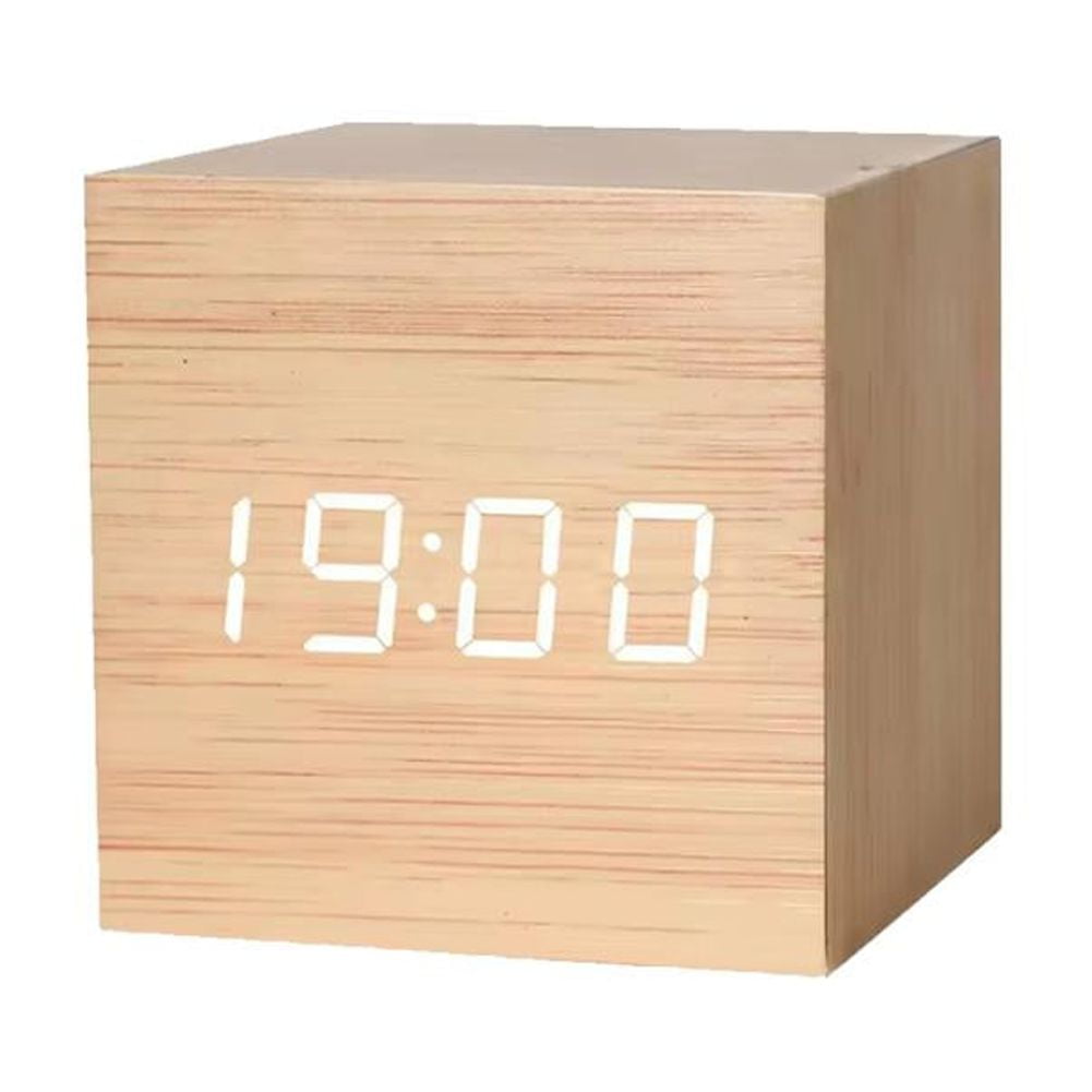 Blarkrus LED Digital Intelligent Voice Controlled Alarm Clock Wooden