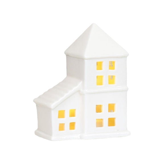 Blarkrus LED Lighted Ceramic Christmas Houses, 2.8-5.5 inch Rustic Farmhouse Decor, Easy Remote Control for Cozy Holiday Ambiance on Tabletop