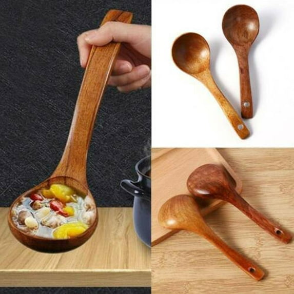 Blarkrus Long Handled Wooden Soup Spoon Bamboo Wood Kitchen Tool Cooking Utensil Hot Y2