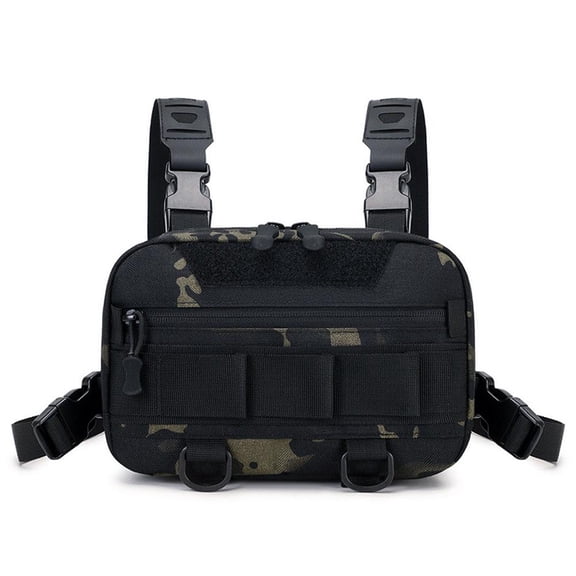 Blarkrus Men's Chest Rig Vest Outdoor Harn Bag Hiking Pouch Crossbo Shoulders