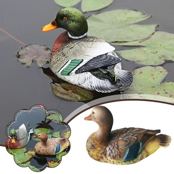 Blarkrus QHUDLV Pond Floating Duck Sculpture,Creative Resin Duck Statue,Realistic Duck Decoy for Fish Tank Garden Animal Cute Outdoor Sculpture Decoration