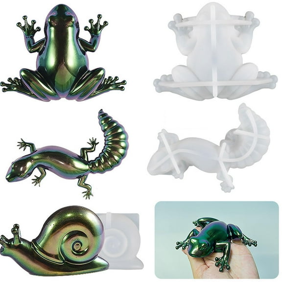 Blarkrus Sile Fondant Mold Cute Lovely Snails Frog Shape Ornament Mould Sile Size Animal 3D Small Mold Theme