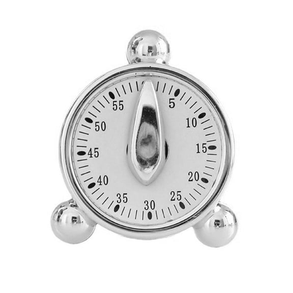 Blarkrus Silver Plastic Timer, 1 to 60 Minute Range, Loud Alarm for Time Management, Perfect for Homework, Chores, and Kitchen Tasks