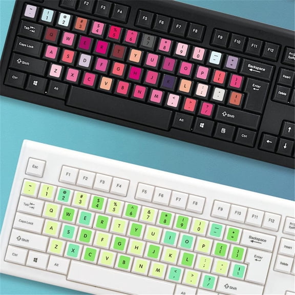 Blarkrus Simple Green Notebook English Keyboard Sticker Macaron Color Key Sticker Desktop Computer Sticker Frosted Repair Film