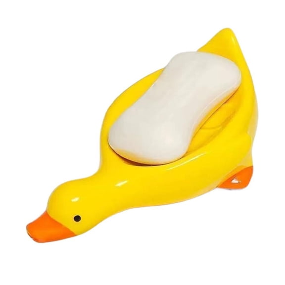 Blarkrus Soap Dish Duck Shape Cute Kitchen, Draining Design Keeps Soap Dry, for Bathroom Sink Countertop Setup and Daily Use, Yellow