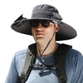 thumbnail image 1 of Blarkrus Sun Outdoor Large Brim Mesh Hat with Solar Rechargeable Fans, 1 of 6