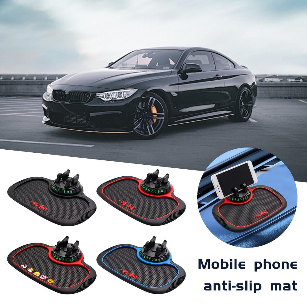 Multifunctional Vehicle-Mounted Anti-Slip Mat, Multifunction Car Anti-Slip Mat, Rotatable Anti Skid Car Dashboard Pad With Temporary Parking Numbe, Auto Universal Phone Holder (Black1) - Walmart Supplies