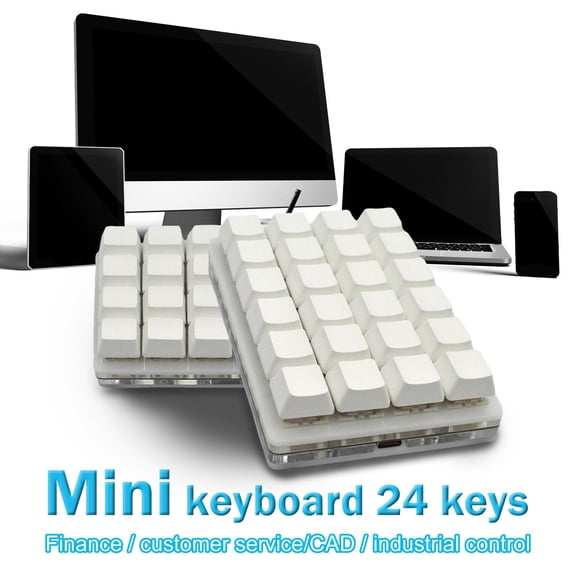 Blarkrus White Red Axis 24-Key Small Keyboard Mechanical Keyboard Custom Shortcut Keys Programmable Hardware Macro Automatic Click