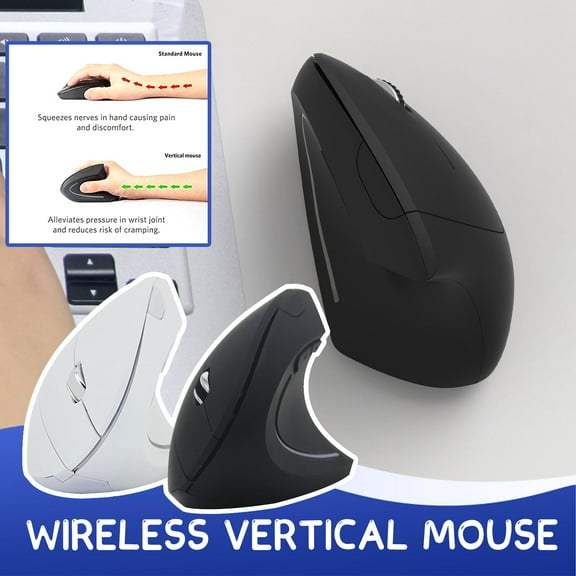 Blarkrus Wireless Dry Cell White Luminous Vertical Mouse Wireless Optical Upright Office Computer Accessories Mouse
