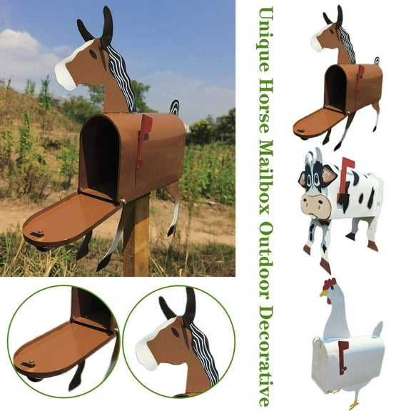 Blarkrus ique Horse Mailbox Outdoor Dective Letter Post Metal Box| Mail New O3