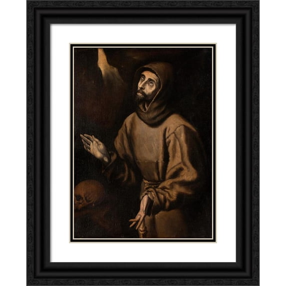 Blas Muñoz 19x24 Black Ornate Framed Double Matted Museum Art Print Titled: The Ecstasy of St Francis of Assisi (1683-1686)