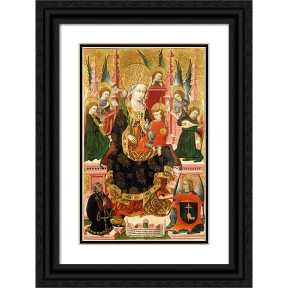 Blasco de Grañén 17x24 Black Ornate Framed Double Matted Museum Art Print Titled: Virgen De Mosen Espeondeu De Santa Fe (ca 1438-1439)