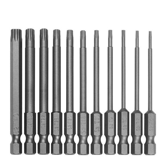 Blasgw 11pcs Magnetic Torx Screwdriver Bit Set-T40 Hexagonal Shank Screwdriver Electric Drill Matching Tools As show