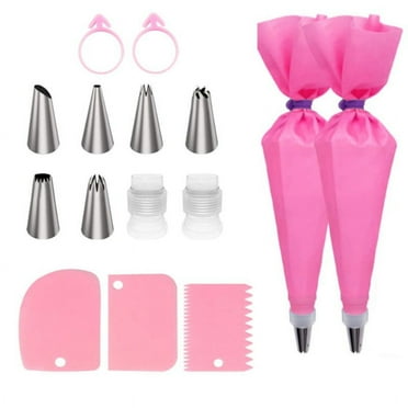 Blasgw 15-Piece Decorating Tip Set with Reusable and Disposable Piping Bags - Perfect for Butter Flower Baking and Cupcake Decorating Kits. B