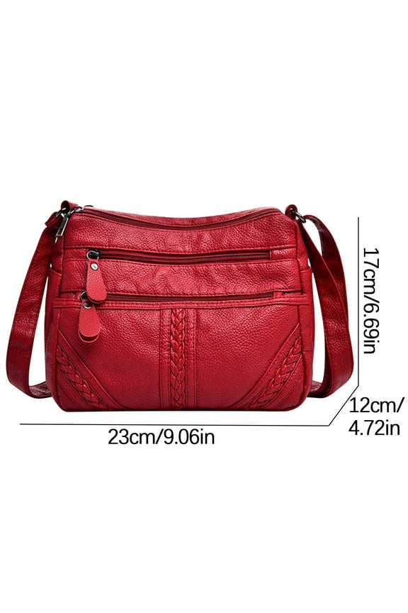 2024 New Leather Bag,Mom's Bag, Ladies' Multi Compartment Crossbody Bag, Large Capacity Soft Leather Bag Red