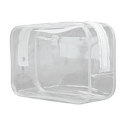 Blasgw 2024 Upgraded Clear Cosmetic Bag Large Capacity, Dual Zipper Travel Wash Pouch Lightweight PVC Storage Bag for Toiletries, Makeup More Foldable Multisize Options for Easy Organization White