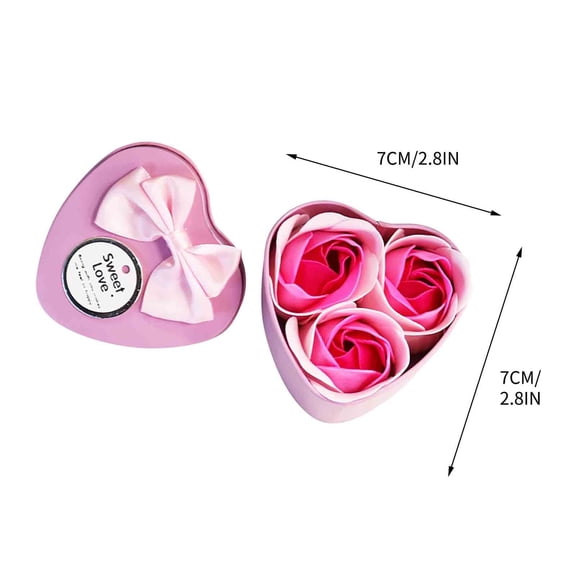 Blasgw 3 Roses Soap Flower Tin Box Valentines Day Gift White