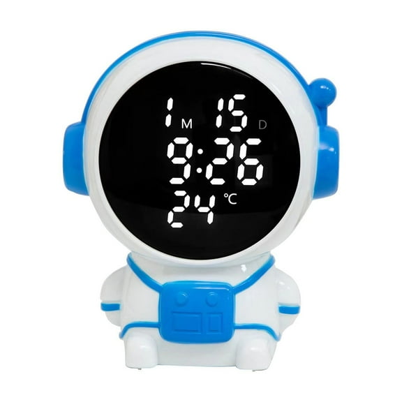 Blasgw Astronaut Cub Electronic Alarm Clock Featuring Adjustable Night Mode And Real-Time Indoor Temperature Monitoring For Added Convenience And Comfort Sky Blue