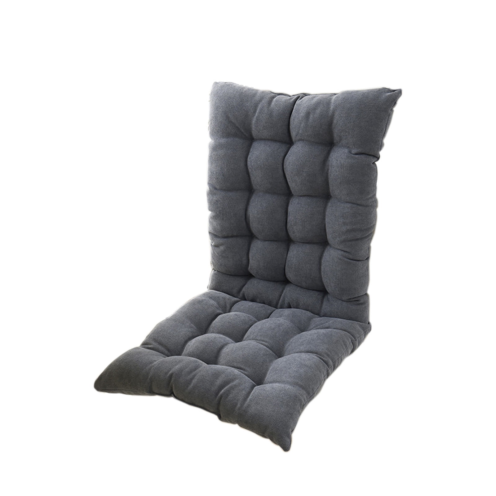 Blasgw Beige High Back Chair Cushion - Indoor/Outdoor Weatherproof Rocking Chair Pad, Comfortable Tufted Seat Cushion with Ties for Porch, Patio Furniture Gray