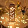 thumbnail image 1 of Blasgw Black Iron Solar Light LED Lantern - Hanging Outdoor Decor, Portable Patio Lamp, Romantic Table Light, Desk Lamp, Hollow Out Design for Gardens Homes Pink, 1 of 7