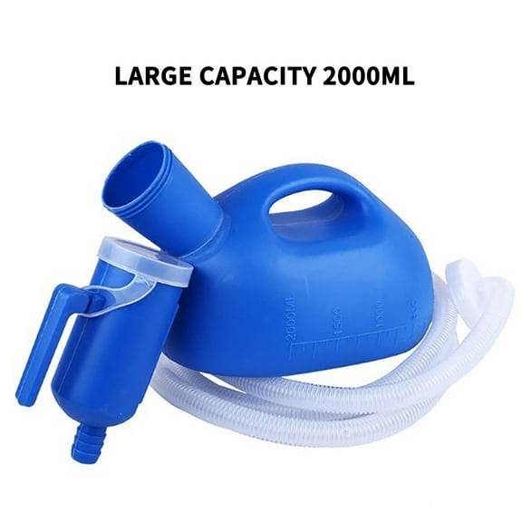 Blasgw Capped Urinal With Tube Urinal For The Elderly, Male And Female Household, In Car Urinal, Large Capacity Night Urinal Blue