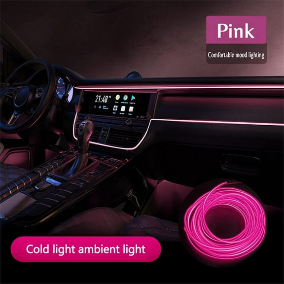 Blasgw Car Cold Lamp Interior Guide Led Lamp EL Luminous Line 3 Meters + Wire Drive Universal Car Decorative Lamp Pink