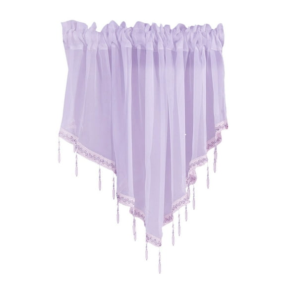 Blasgw Collections Floral Sheer Lace Shade Window Curtain With Scalloped Edges And Rod Pocket Top For Easy Hanging Purple