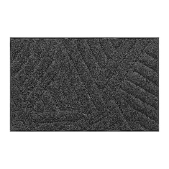 Blasgw Color Bathroom Flocking Absorbent Floor Mat, Household Restroom Thickened Toilet Foot Mat, Quick Drying, Non Slip Carpet Dark Gray