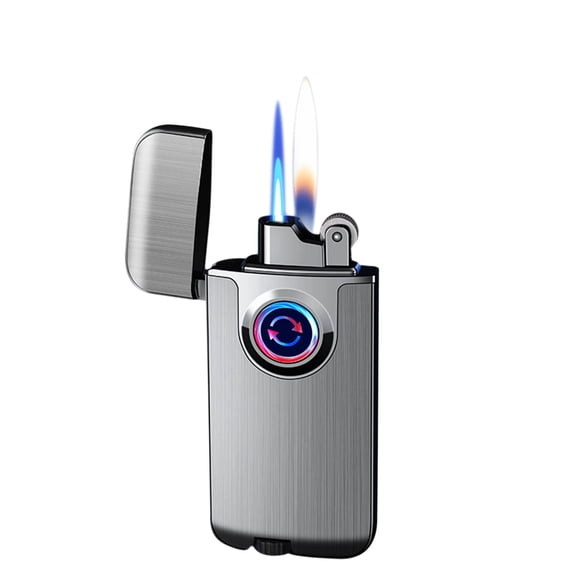 Blasgw Cool Lighters, Fire Gas Lighter Blue Flame Inflatable Windproof Double Torch Lighter Accessories Men's Gift Dark Blue