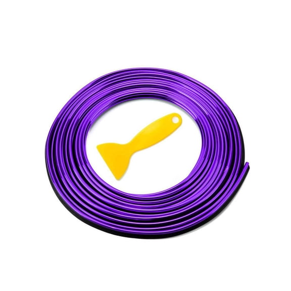 Blasgw DIY Car Interior Decorative Strips - Flexible PVC, Vibrant Accent Trim for Car Dashboard, Doors, Grills & More - Noise Reduction, Easy Install, Protective Car Molding with Squeegee Purple