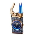 thumbnail image 1 of Blasgw Double Fire Switching Lighter With Quartz Watch Metal Inflatable Windproof Blue Flame Lighter Fashion Gift A, 1 of 3