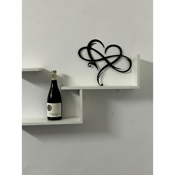 Blasgw Eternal Wrought Iron Decoration Indoor Ornaments Metal Wall Decoration Infinitys Heart-Steel Wall Decor Metal Wall Art 17*20cm Black