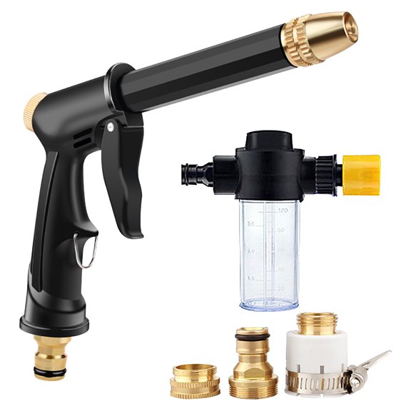 Blasgw High Pressure Power Washer Spray Gun with 3 Interchangeable Nozzles & Foam Cannon, Car Wash Garden Hose Nozzle for Cleaning Cars, Patio, Deck, Driveway, Glass, Lawn multicolor