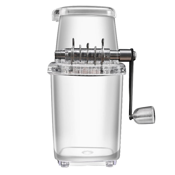 Blasgw Manual Household Ice Crusher - Transparent & Multi-purpose Hand Crank Shaved Ice Machine with Stable Suction Base, Large Capacity for Kitchen & Wet Bar, Stainless Steel Blades White