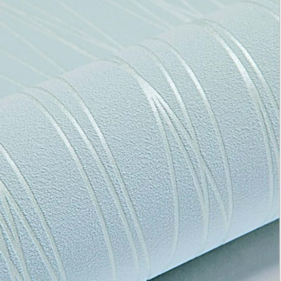 Blasgw Modern Non-Woven Stripe Textured Wallpaper Roll Glitter Flocking Design for Bedroom Living Room 197"x394" Easy to Apply Clean Flame Retardant Durable Decorative Wallcovering Blue